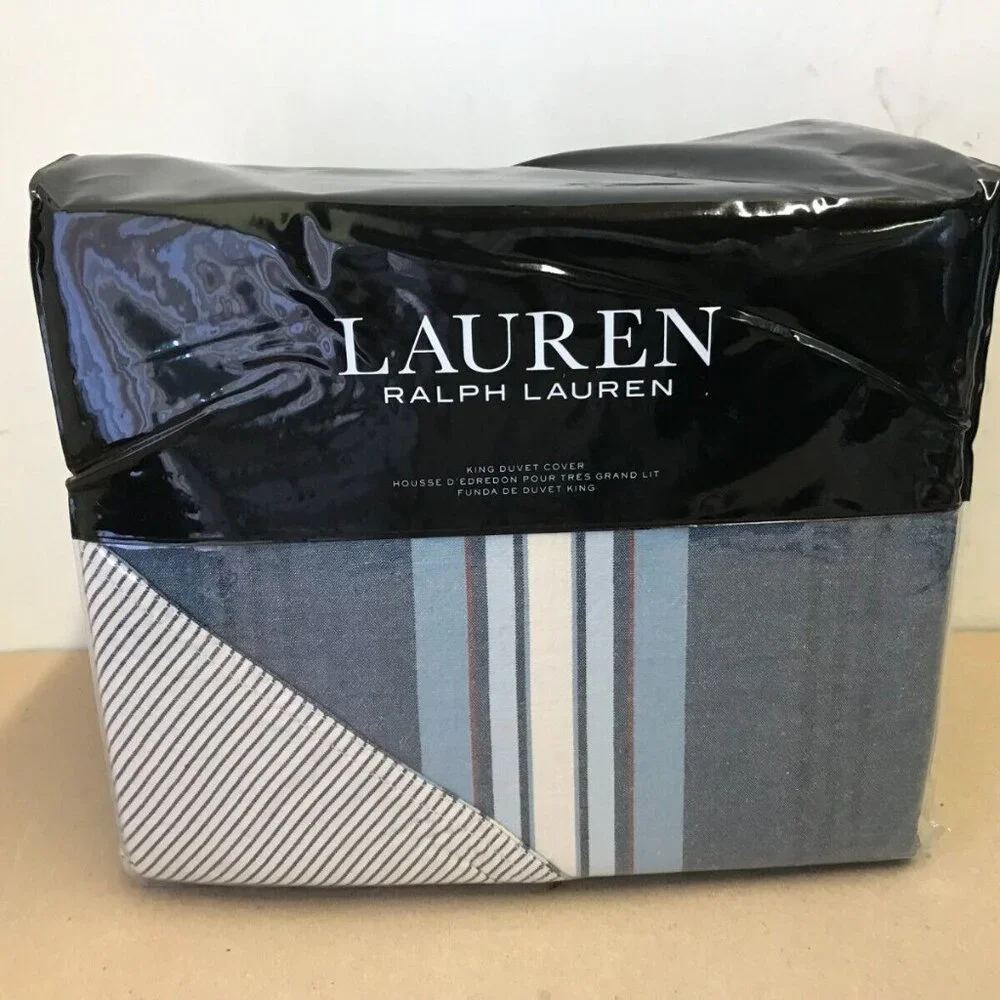 Lauren Ralph Lauren Gavin Stripe Reversible King Duvet Cover 11 Piece Set